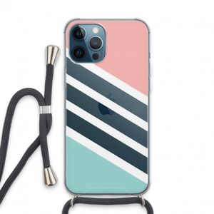 Strepen pastel: iPhone 13 Pro Max Transparant Hoesje met koord