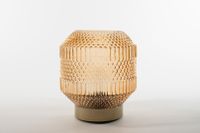 lantern Glass 16 x 17 cm Amber With Golden Base Led Bulb 2 Anna's Collection - Annas collection