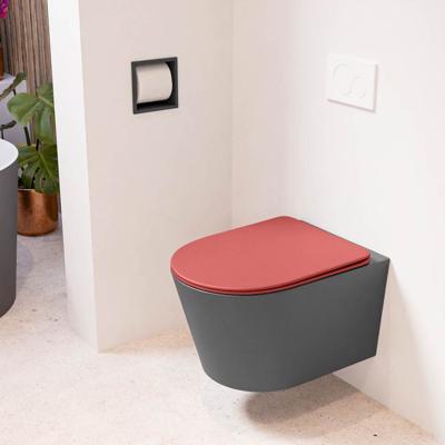 MONDIAZ LAVIE hangend toilet single fire rimless diepspoel Dark Grey, Toiletzitting met quick-release & softclose Fire