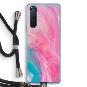 Roze explosie: Sony Xperia 5 II Transparant Hoesje met koord