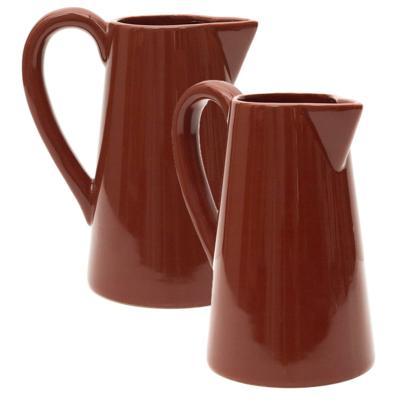 Home Deco Factory Schenkkan water/wijn karaf Pitcher - 2x - keramiek - terracotta - 900 ml - 10 x 16
