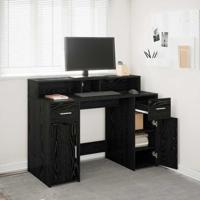 Bureau met lade Zwart eiken 120 x 55 x 91 cm Bewerkt hout
