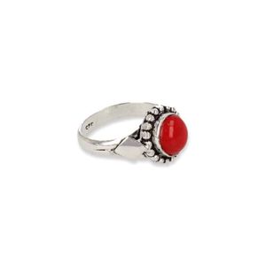 Verzilverde Ring Koraal - Look &apos;Ruit&apos; (Maat 17,5)