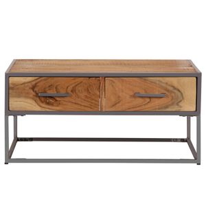 The Living Store Salontafel Antieke Stijl - 75x75x35 cm - Massief Acaciahout - Met 2 lades