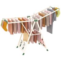 Opvouwbare Wasdroger met Verstelbare Vleugels Sokkenklemmen en Schoenrek Uitschuifbare Wasdroger Wit / Beige 163 cm