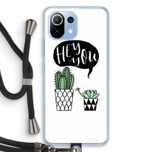 Hey you cactus: Xiaomi Mi 11 Lite Transparant Hoesje met koord