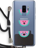 Smiley watermeloen: Samsung Galaxy S9 Plus Transparant Hoesje met koord