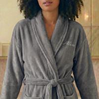 Dames badjas borduren - Grijs - L/XL