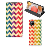 Samsung Galaxy A42 Hoesje met Magneet Zigzag Multi Color