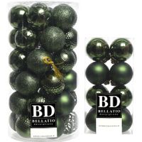 Kerstversiering kunststof kerstballen donkergroen 4-6 cm pakket van 53x stuks