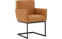 Goossens Excellent Eetkamerstoel Tom cognac leer met armleuning, urban industrieel
