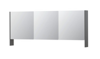 INK SPK3 spiegelkast met 3 dubbel gespiegelde deuren, open planchet, stopcontact en schakelaar 180 x 14 x 74 cm, mat grijs