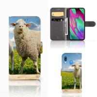 Samsung Galaxy A40 | Telefoonhoesje | Met pasjeshouder | Schaap en Lammetje
