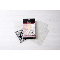 Sizzix • studio stamps set 15pcs & 3pcs stencils retro by vic hollins