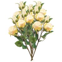 Kunstbloemen boeket Rozen - 8x - 44 cm - creme wit - Kunst zijdebloemen