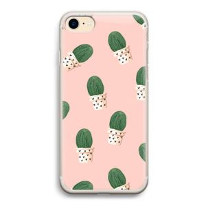 Cactusprint roze: iPhone 7 Transparant Hoesje