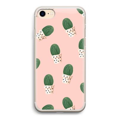 Cactusprint roze: iPhone 7 Transparant Hoesje