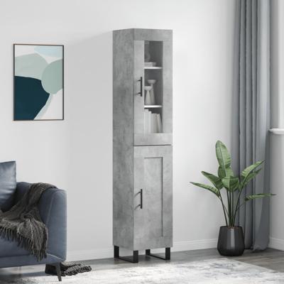 Hoge kast 34,5x34x180 cm bewerkt hout betongrijs