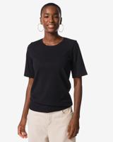 HEMA Dames T-shirt Clara Rib Zwart (zwart)