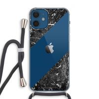 Zwart marmer: iPhone 12 Transparant Hoesje met koord