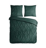 Pure Dekbedovertrek "luxe stiksel plooien" - Groen - (240x200/220 cm) - Microfiber