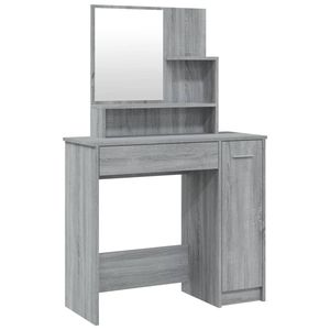 The Living Store Kaptafel - Kaptafel met spiegel - Grijs Sonoma eiken - 86.5 x 35 x 136 cm