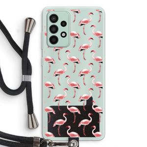 Flamingoprint groen: Samsung Galaxy A52s 5G Transparant Hoesje met koord