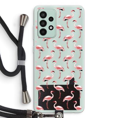 Flamingoprint groen: Samsung Galaxy A52s 5G Transparant Hoesje met koord