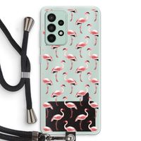Flamingoprint groen: Samsung Galaxy A52s 5G Transparant Hoesje met koord