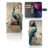Telefoonhoesje | Met pasjeshouder | voor Apple iPhone 13 Vintage Pauwen