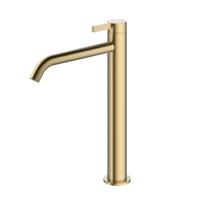 Wastafelmengkraan Hotbath Ace 1-Hendel Gebogen 28 cm Geborsteld Messing PVD
