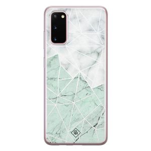 Samsung Galaxy S20 siliconen telefoonhoesje - Marmer mint mix