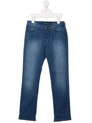 Emporio Armani Kids jean à coupe droite - Bleu