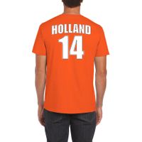 Oranje supporter t-shirt met rugnummer 14 - Holland / Nederland fan shirt voor heren