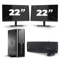HP Compaq 8100 Elite SFF - Intel Core i7-1e Generatie - 16GB RAM - 256GB SSD - Windows 10 + 2x 22 inch Monitor