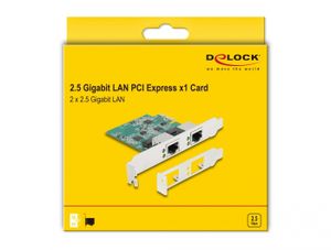 DeLOCK PCI Express x1 Card to 2 x RJ45 2.5 Gigabit LAN RTL8125 netwerkadapter