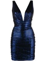 Alexandre Vauthier robe courte ornée de sequins à col v - Bleu - thumbnail