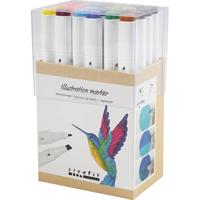 Creativ Company 2-in-1 Alcohol Marker Stiften Dubbele Punt extra kleuren 24 stuks