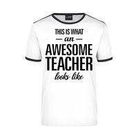 This is what an awesome teacher looks like wit/zwart ringer cadeau t-shirt voor heren 2XL  -