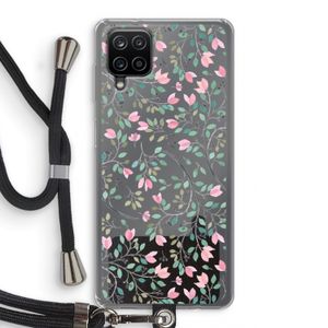 Sierlijke bloemen: Samsung Galaxy A12 Transparant Hoesje met koord