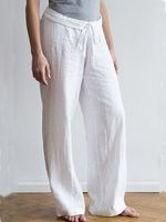 Casual Plain Linen Pants - thumbnail