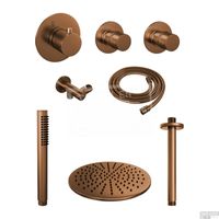 Thermostatisch Inbouwdoucheset Brauer Copper 30cm Hoofddouche Plafondarm Staafhanddouche Koper - thumbnail