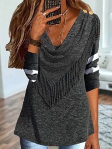 Casual Long sleeve V neck Loose Tunic Top