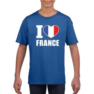 Blauw I love Frankrijk fan shirt kinderen