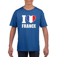 Blauw I love Frankrijk fan shirt kinderen