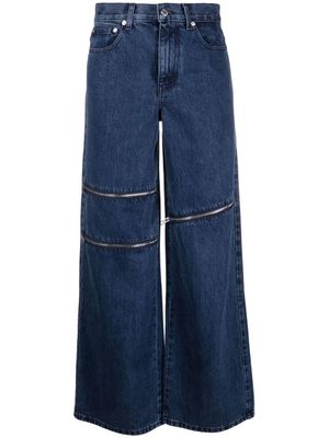 Helmut Lang jean à détails de zips - Bleu
