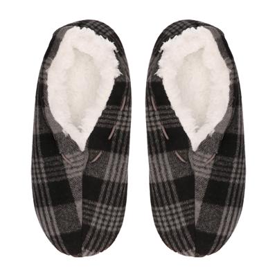 Pantoffels/sloffen voor dames - grijs - geruit - Spaanse sloffen - teddy voering