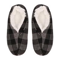 Pantoffels/sloffen voor dames - grijs - geruit - Spaanse sloffen - teddy voering