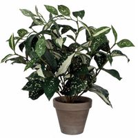 Cordyline kunstplant/kamerplant groen in grijze sierpot H33 cm x D25 cm