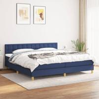 Boxspring met matras stof blauw 200x200 cm